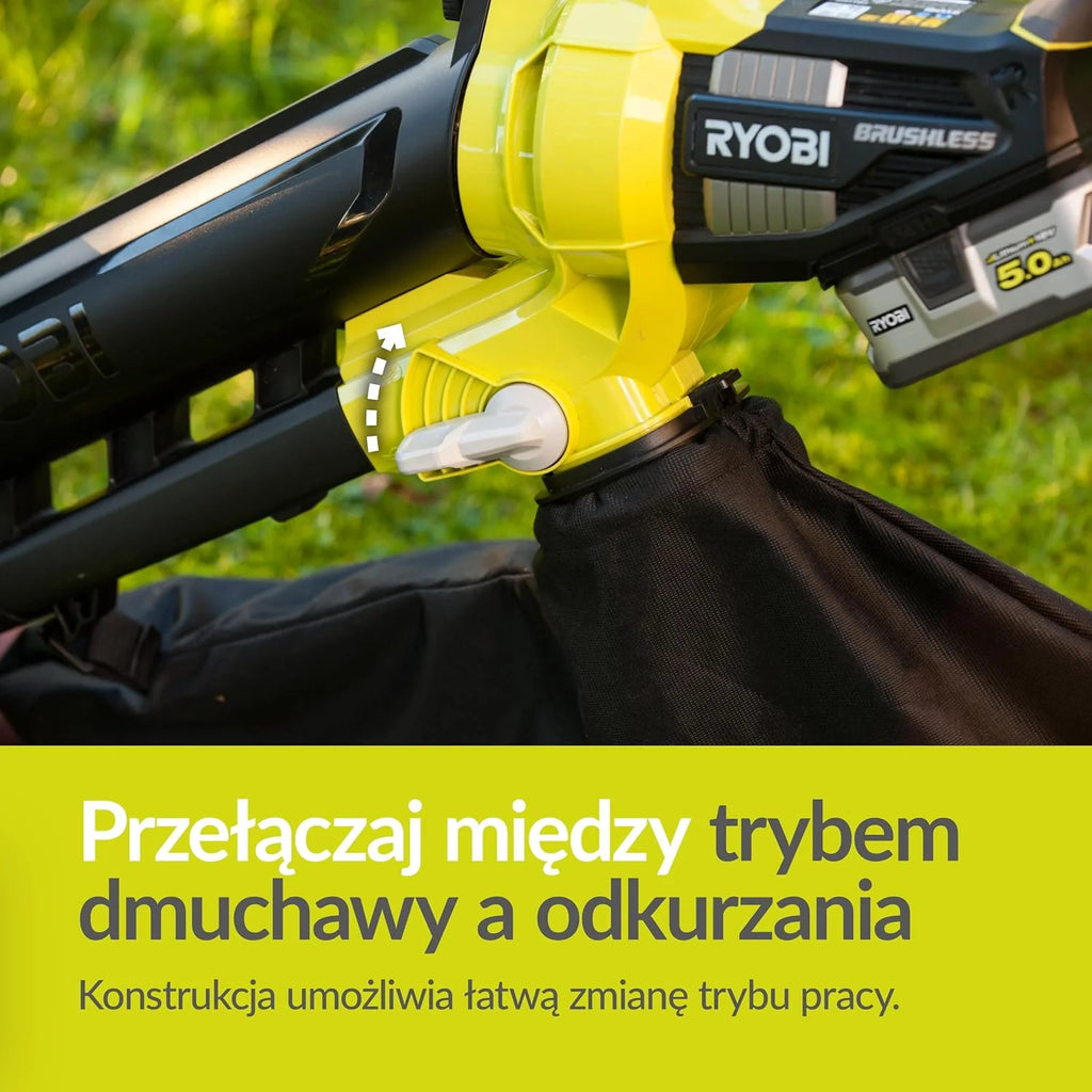 Ryobi Bezszczotkowa Dmuchawa Odkurzacz 18 V, OVB18, Model bez Akumulatora i Ładowarki
