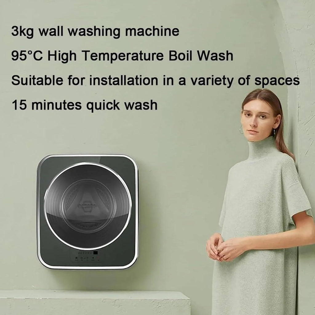 3 kg ścienna mini w pełni automatyczna pralko-suszarka z bębnem przednim, szybkie wirowanie, wiele trybów prania, panel dotykowy LED, inteligentna ochrona przed upadkiem, do łazienki