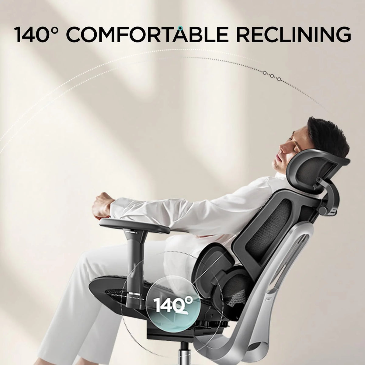 Hbada E3 Air Ergonomiczny Fotel Biurowy – Dynamiczne Wsparcie Lędźwiowe 3-Strefowe, Regulowany Zagłówek 3D, Regulowane Podłokietniki 3D, Obrotowy, Bez Podnóżka, Czarny