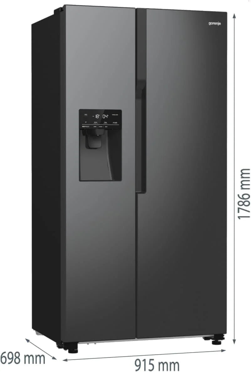 Gorenje NRR9185ESBXL Side by Side lodówko-zamrażarka, stal nierdzewna, kolor czarny