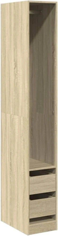szafa dąb sonoma 30x50x200 cm szafka z materiału HDF z 1 półką i 2 szufladami szafka do przechowywania ubrań