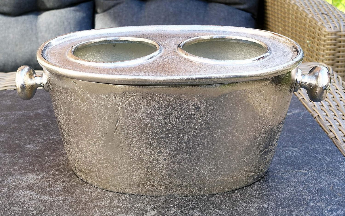 MichaelNoll Chłodziarka do szampana, chłodziarka do wina, chłodziarka do butelek, aluminium, srebrna – chłodziarka do szampana, wina i szampana – 31 cm