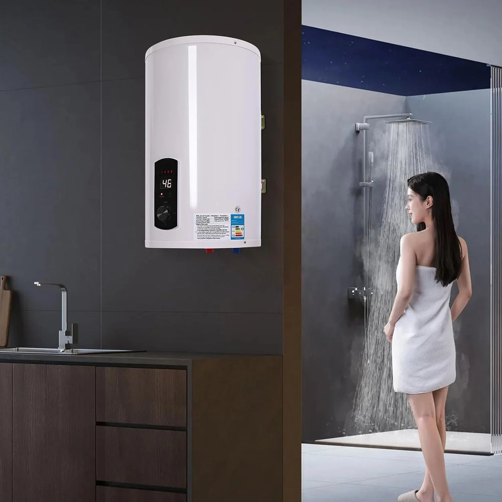 Elektryczny zbiornik ciepłej wody, 30 litrów, bojler ciepłej wody, 2000 W, wiszący bojler, elektryczny podgrzewacz wody, 25-75°C, regulowana temperatura