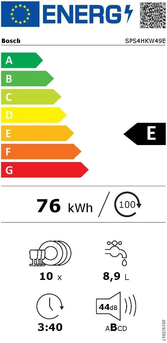 Bosch SPS4HKW49E - Seria 4 - Zmywarka wolnostojąca - 45 cm - 10 sztućców - Home connect - Biała