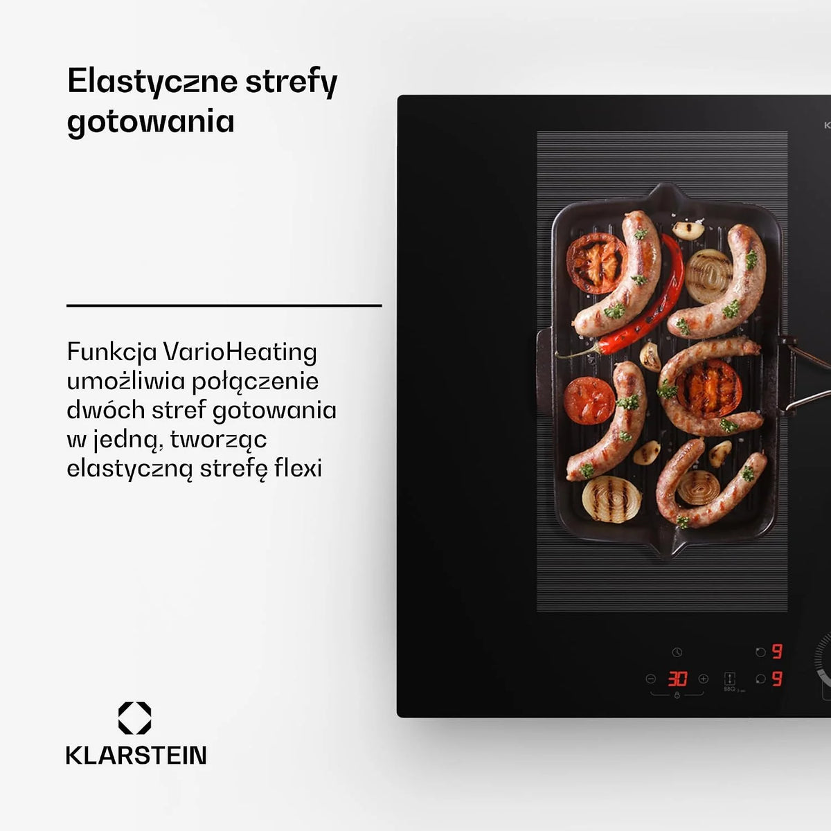 Klarstein Płyta indukcyjna, płyta kuchenna z ceramiki szklanej, 7000 W, płyta indukcyjna z 4 płytami, płyta indukcyjna do zabudowy z ekranem dotykowym i timerem, nowoczesne płyty grzewcze z