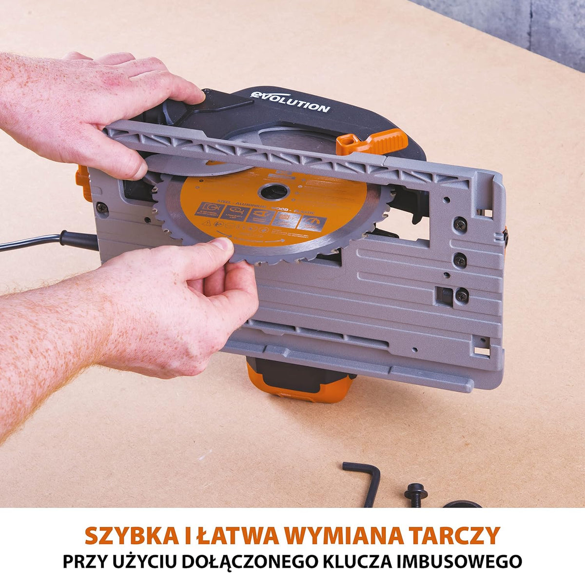 Evolution Power Tools R185CCSX Piła tarczowa i prowadnica do różnych materiałów, tnie drewno, drewno z gwoździami metal stal aluminium plastik, opcja odchylenia, w zestawie prowadnica 1020 mm, 185 mm
