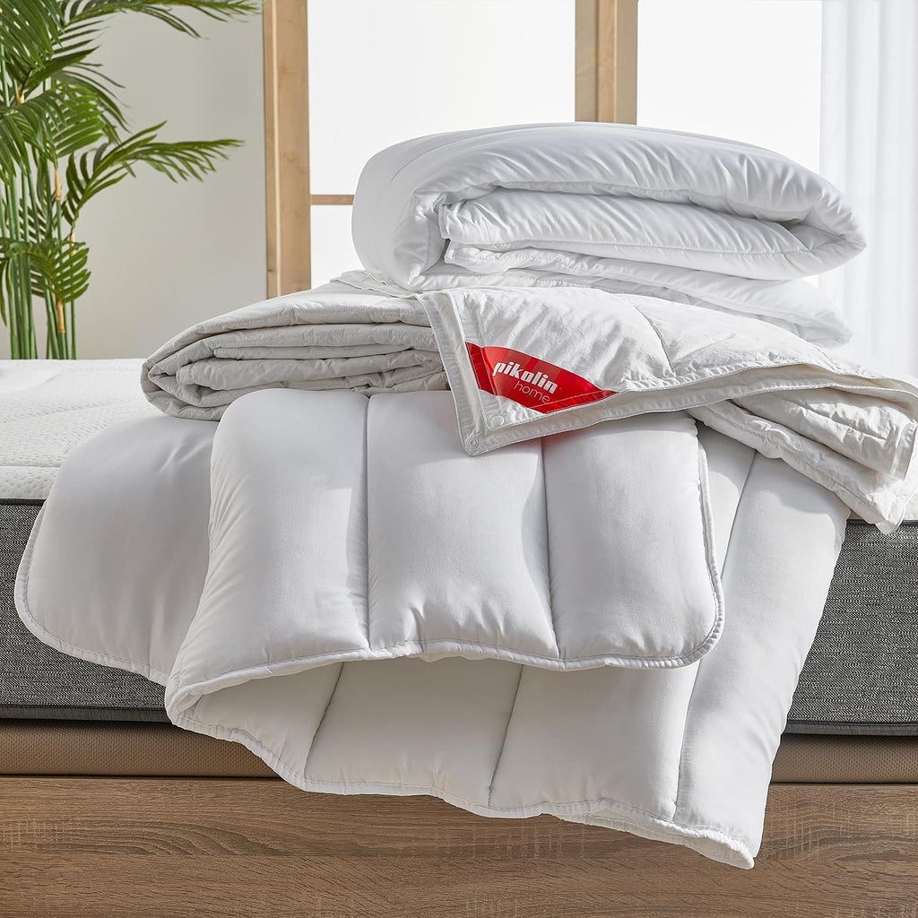 Pikolin Home - Kołdra/hipoalergiczna nordycka wyściółka z włókna aloesowego, zimna zima, 500gr/m², 260x240cm - Łóżko 180 (wszystkie środki)