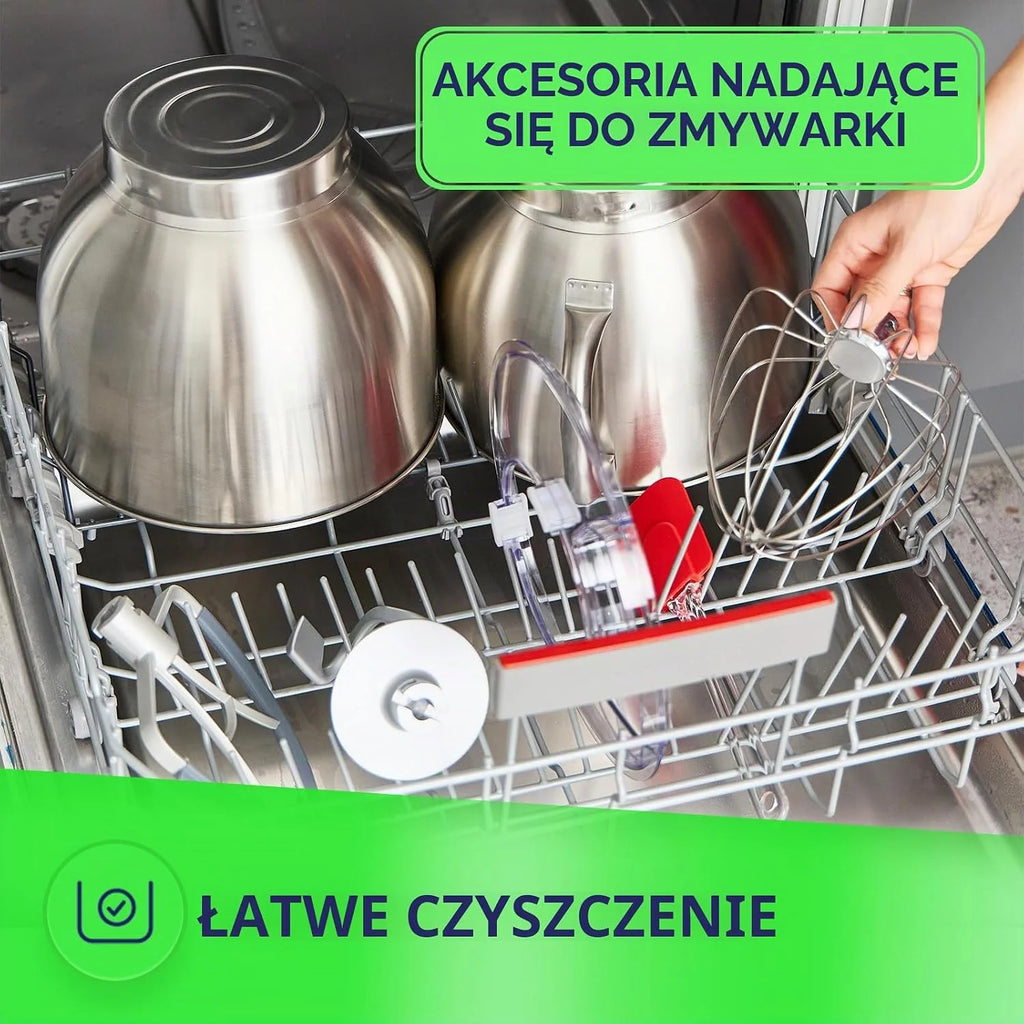 MPM Planetarny robot kuchenny MRK-23 – wielofunkcyjny mikser kuchenny 7 l – urządzenia kuchenne o wszechstronnym zastosowaniu, 2400 W, dwie miski, trzy wymienne trzepaczki