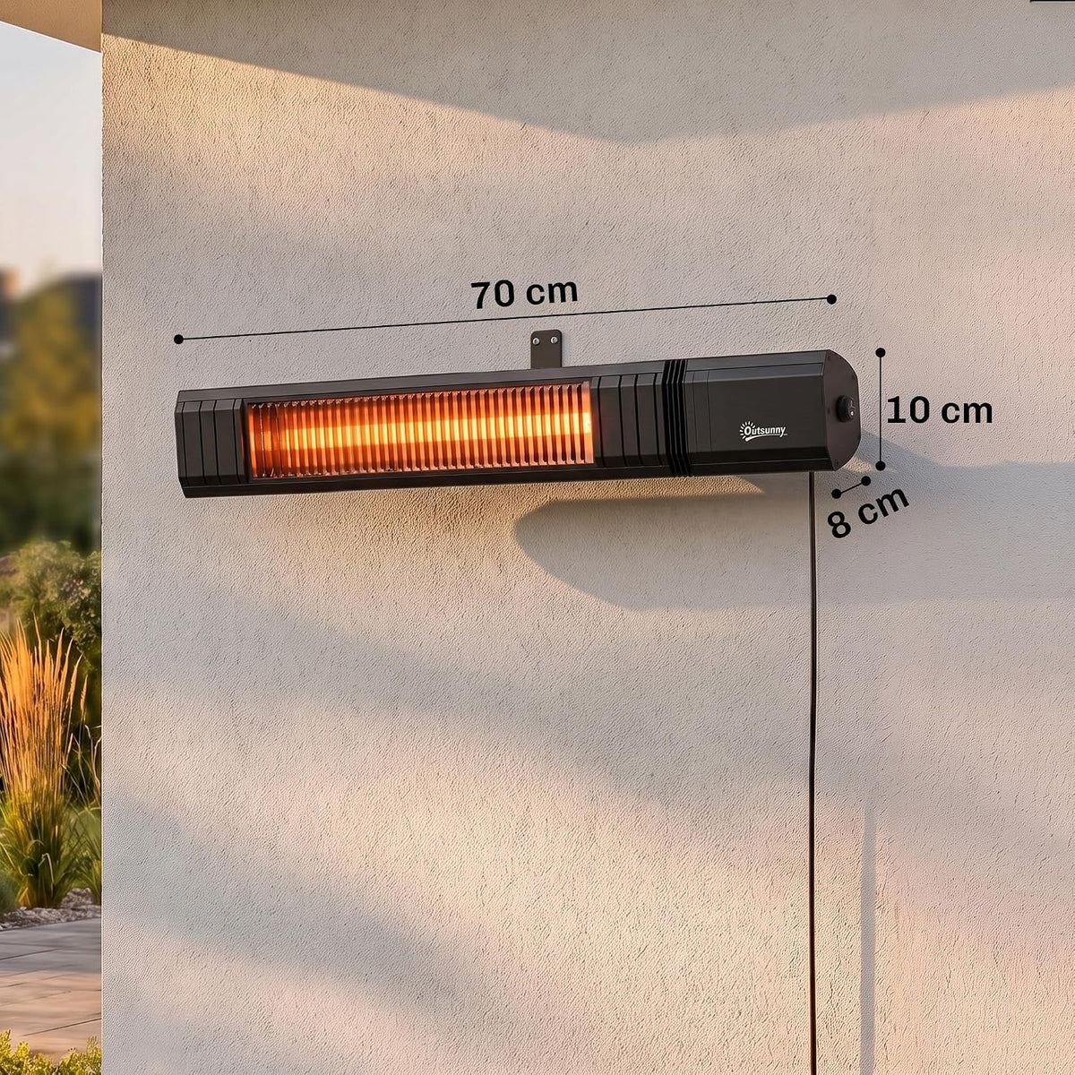 Outsunny Wiszący promiennik podczerwieni 2000 W z włókna węglowego