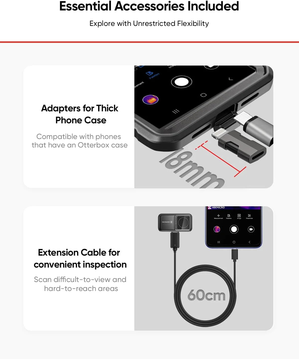Kamera termowizyjna HIKMICRO Mini2 V2 - iOS/Android, rozdzielczość 256 x 192 IR, SuperIR, szeroki kąt 50°, USB-C/Lightning (obsługuje iPhone 15)