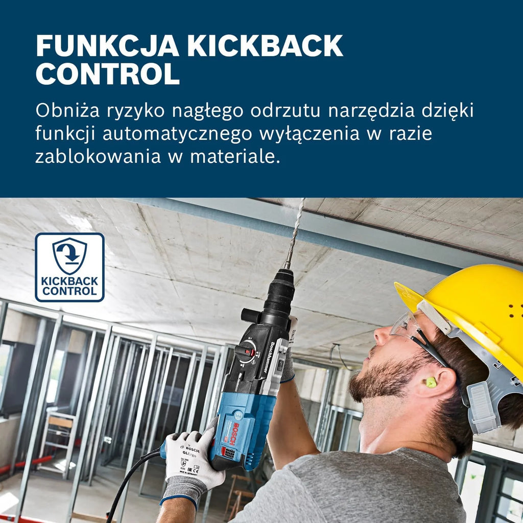 Bosch Professional: młot udarowo-obrotowy GBH 2-28 F (880 W, nominalna prędkość obrotowa 0 – 900 min-1, wymienny uchwyt SDS plus, ogranicznik głębokości, walizka)