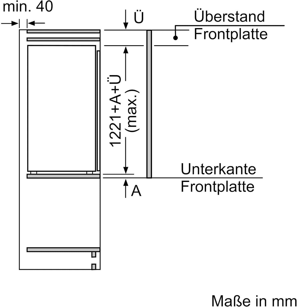 Siemens KI42LVFE0 iQ300 lodówka do zabudowy z zamrażarką, wnęka 122,5 x 56 cm, płaski zawias, 187 l, supercooling – szybsze chłodzenie, oświetlenie LED, równomierne oświetlenie