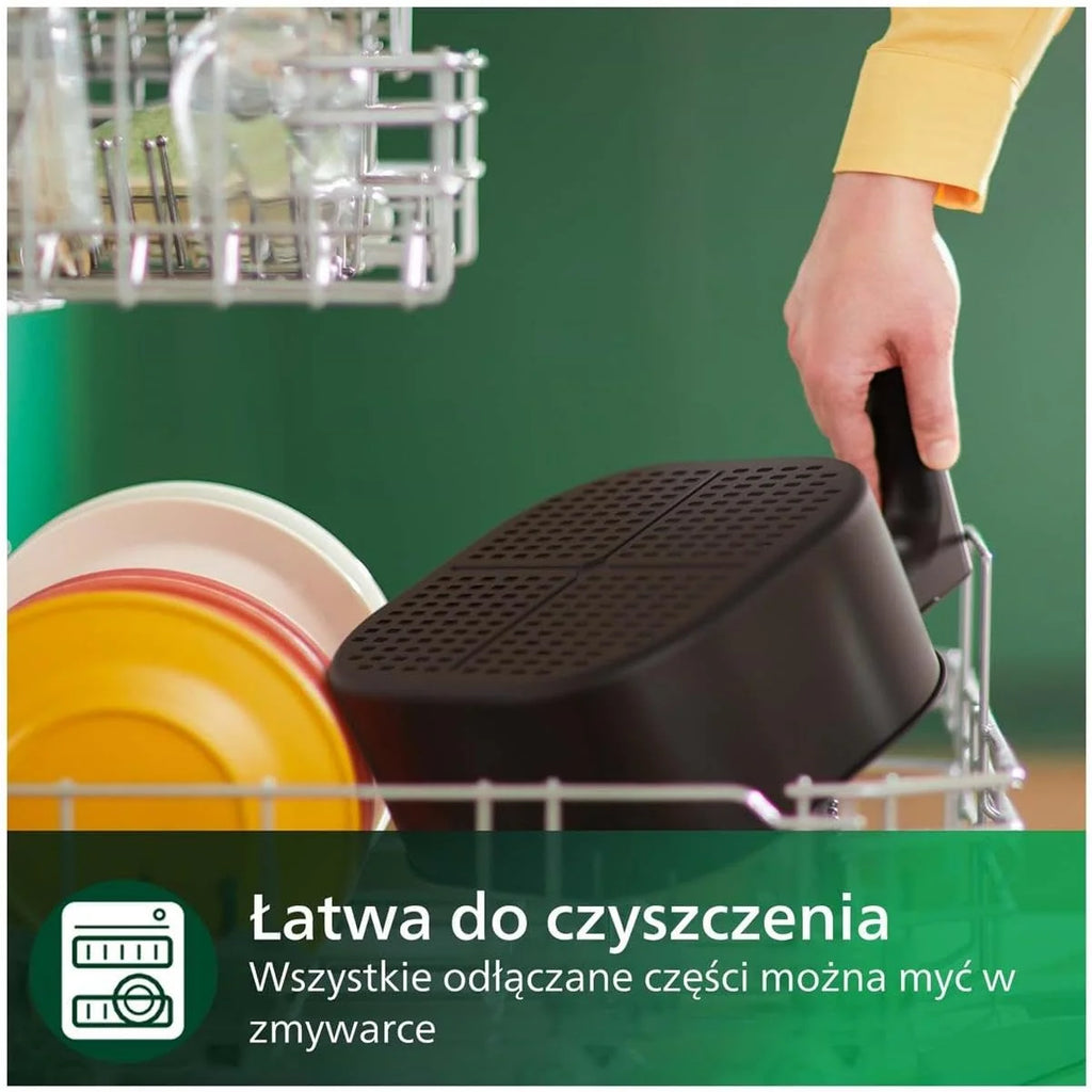Philips Frytkownica beztłuszczowa Ovi XXL z serii 5000, 7,2 l (1,4 kg) - 6 porcji, 16 w 1, połączenie Wi-Fi, 90% mniej tłuszczu dzięki technologii Rapid Air, aplikacja HomeID. Biała (HD9285/00)