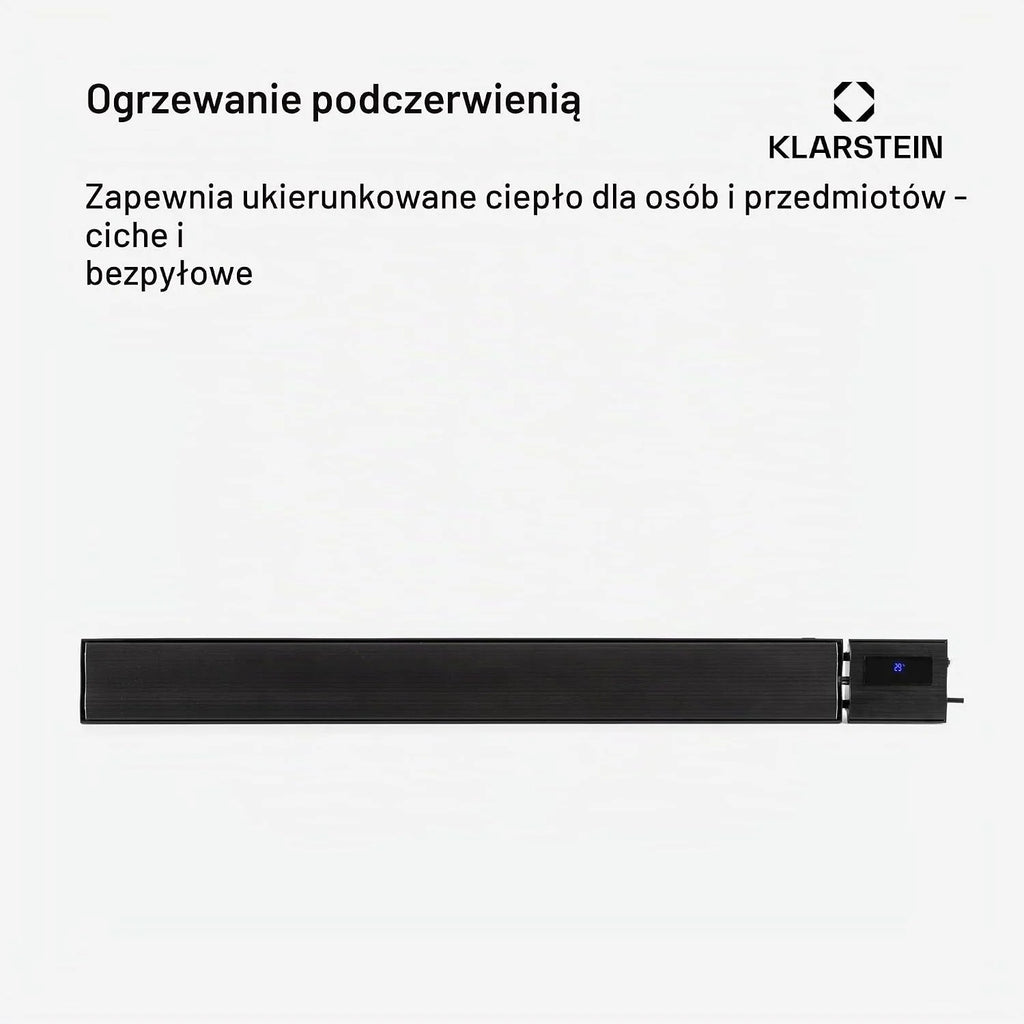 Klarstein Promiennik ciepła, Ogrzewanie elektryczne na taras, Promiennik podczerwieni z pilotem, Timer, Wyświetlacz LED do wnętrz, Bez emisji CO2, Energooszczędne ogrzewanie, 2400W
