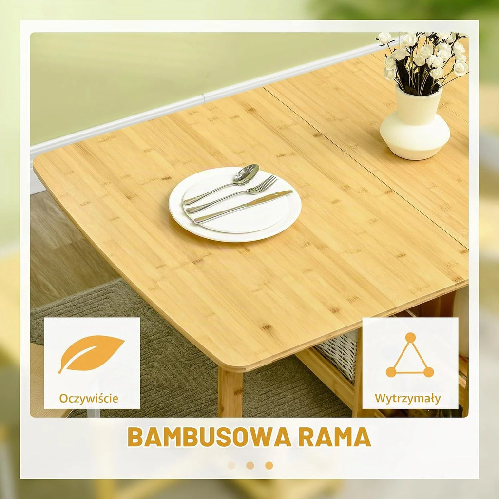 HOMCOM Składany stół dla 6 osób 149,5 x 80 x 73,5 cm Naturalny