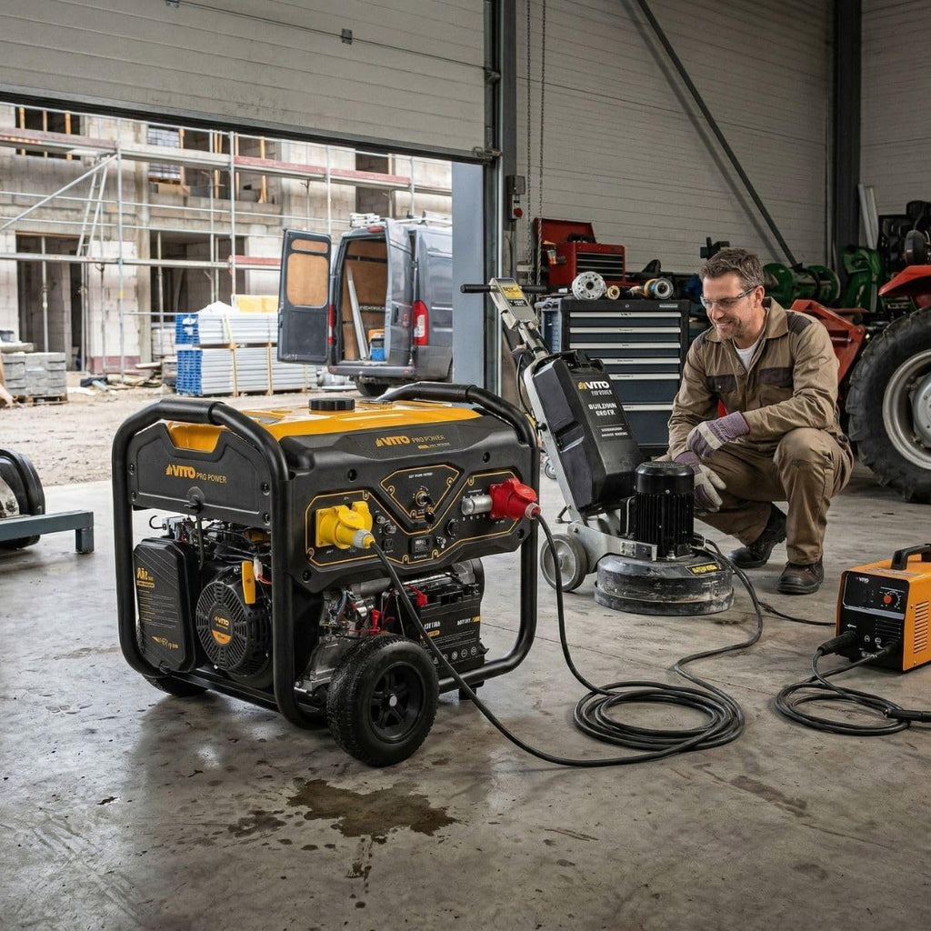 VITO - Generator prądotwórczy na benzynę 8.0kVA 18CV trójfazowy, uruchomienie elektryczne i ręczne, AVR, zbiornik 25L, generator do domu i budowy
