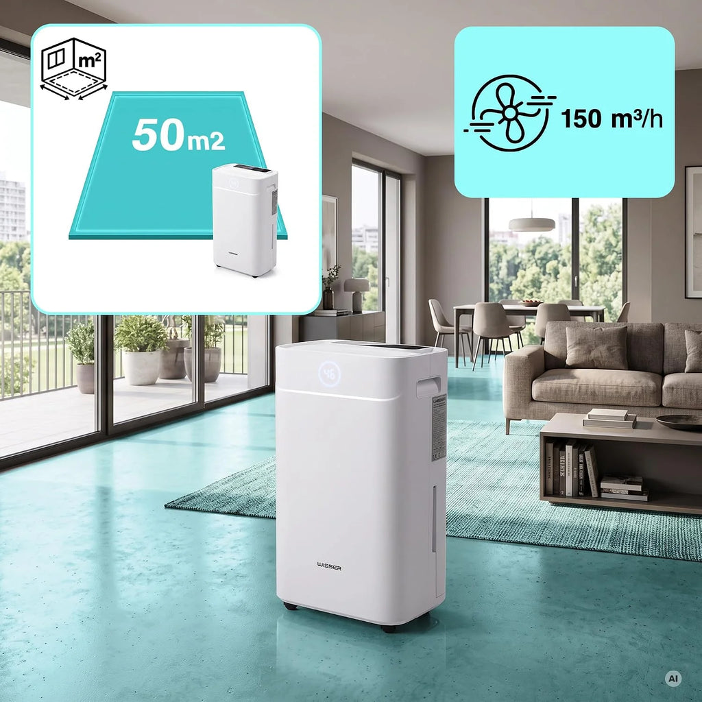 Wisser Elektryczny osuszacz powietrza 20 l/24 h do piwnic do 50 m² – 42 dB