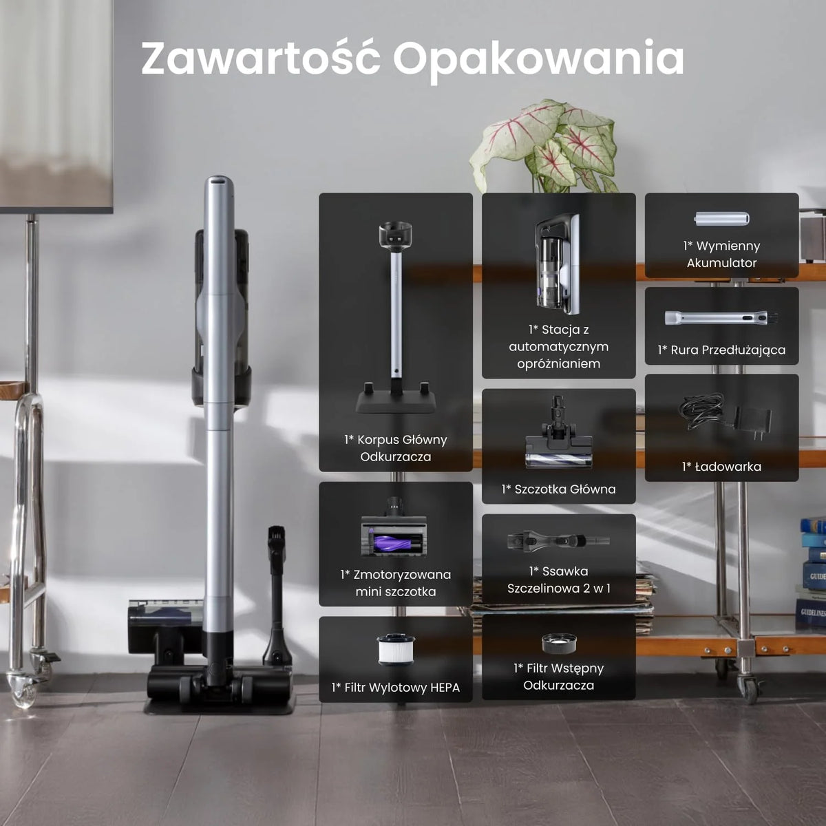 Narwal V50 Bezprzewodowy Odkurzacz Pionowy 210AW z Bazą Ładującą