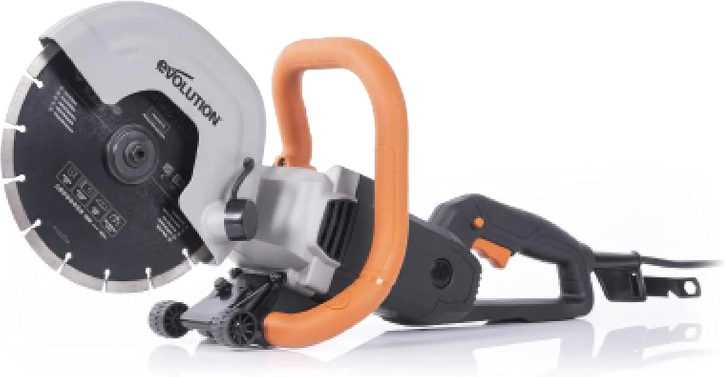 Evolution Power Tools Elektryczna przecinarka tarczowa i pilarka do betonu R230DCT z tarczą diamentową 230 mm (9”) do cięcia kamienia i metalu