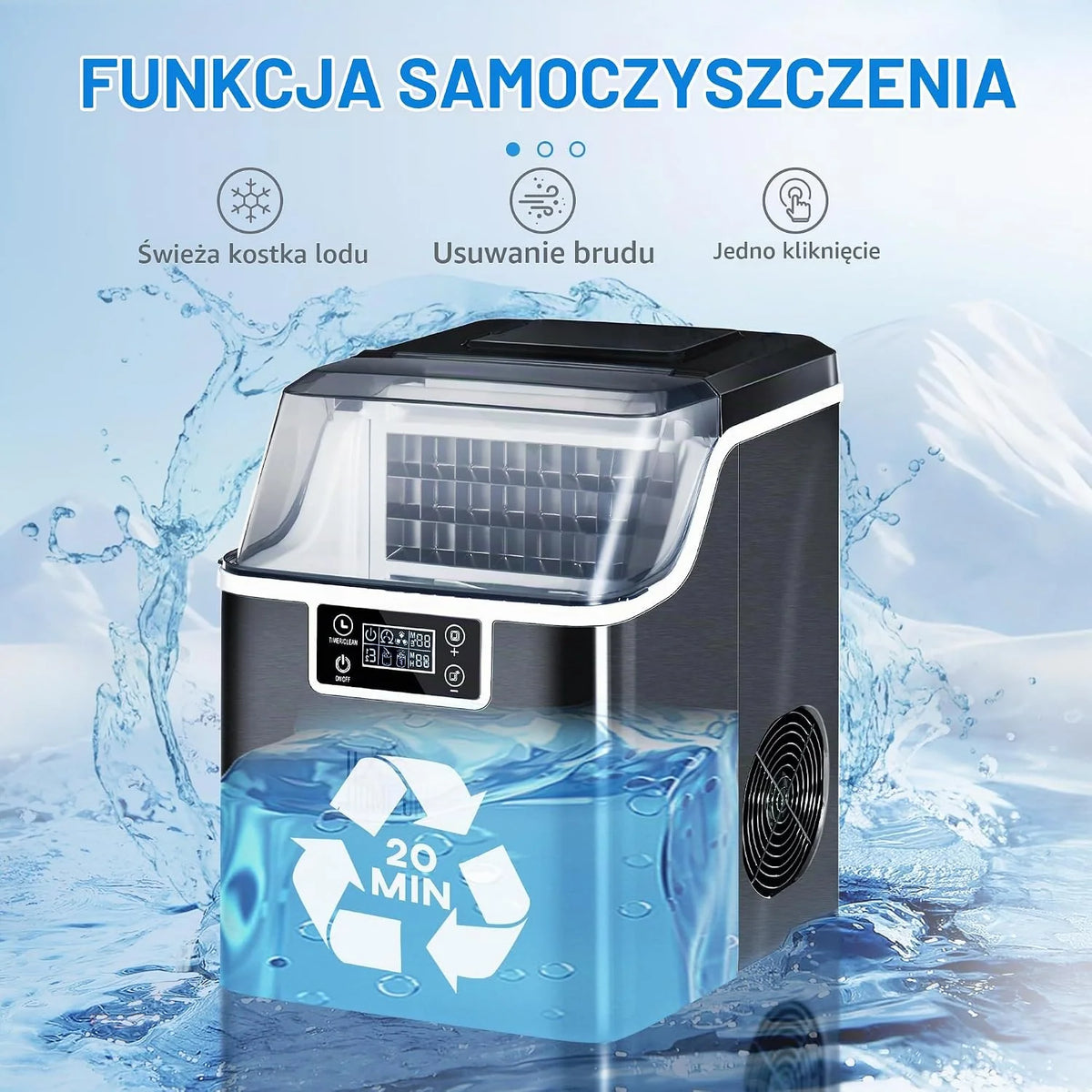 HOMCOM Kostkarka do lodu nierdzewna 24 kostki w 14-18 min Czarna