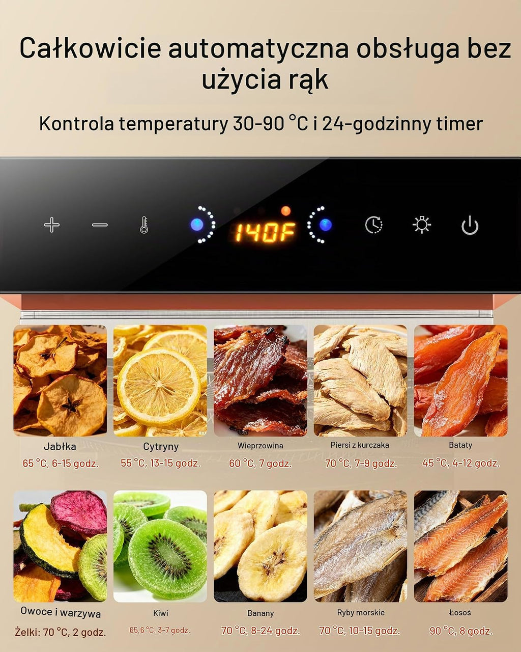 VEVOR Odwadniacz żywności 6 tacek ze stali nierdzewnej, elektryczna suszarka do żywności 400 W regulowana temperatura zegara, liofilizator do suszonego mięsa, owoców, warzyw, ziół