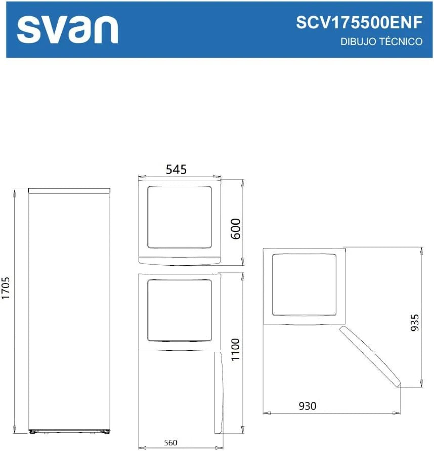 Svan SCV175500ENF biała zamrażarka pionowa. Pojemność 204 l, drzwi dwustronne, niski poziom dźwięku, klasa efektywności energetycznej E