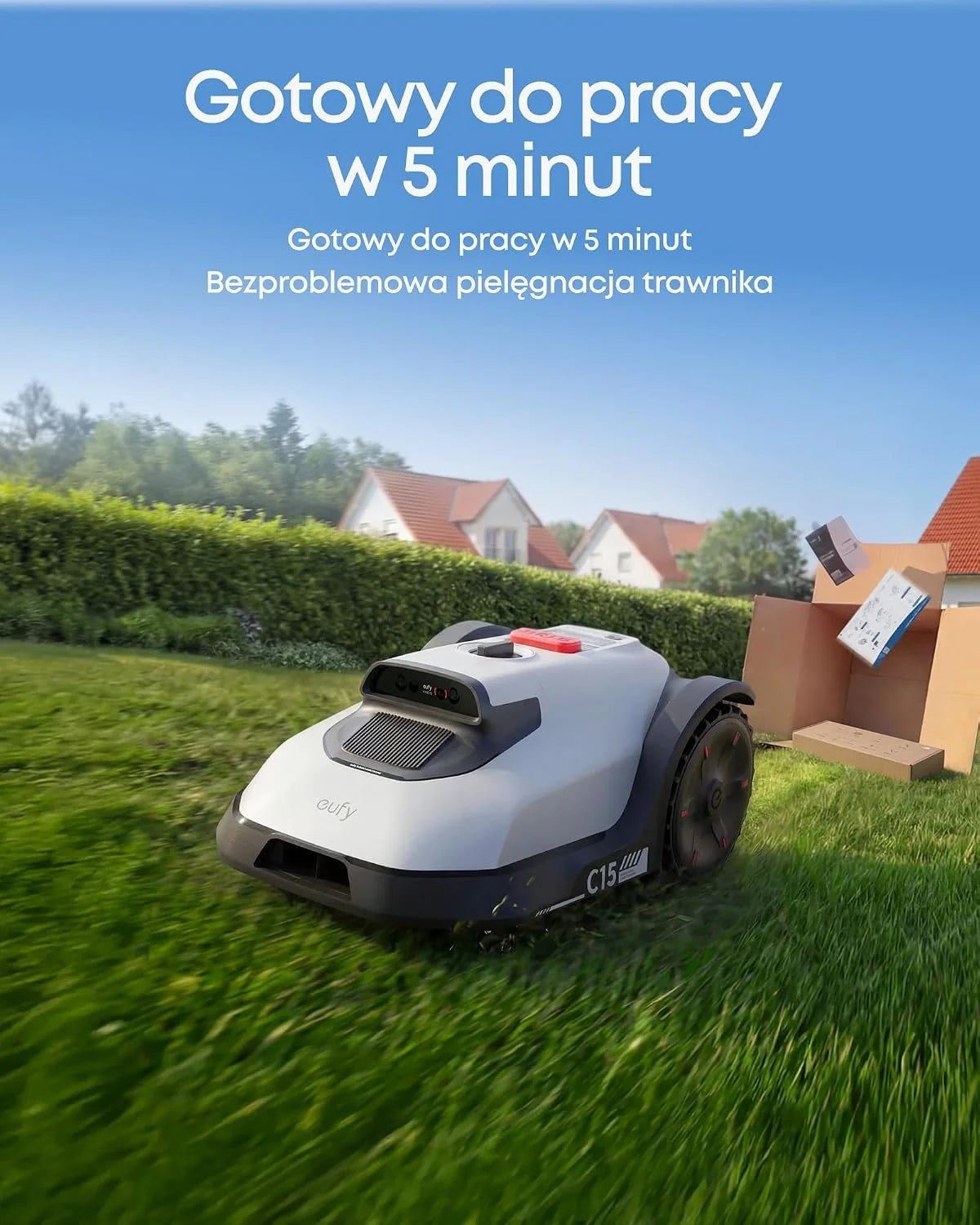 eufy bezprzewodowy robot koszący C15, bez RTK, mapowanie, kamera AI