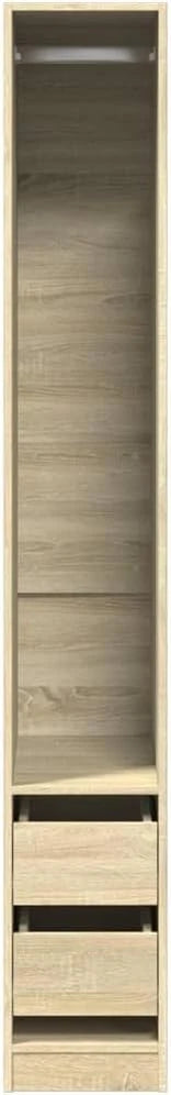 szafa dąb sonoma 30x50x200 cm szafka z materiału HDF z 1 półką i 2 szufladami szafka do przechowywania ubrań