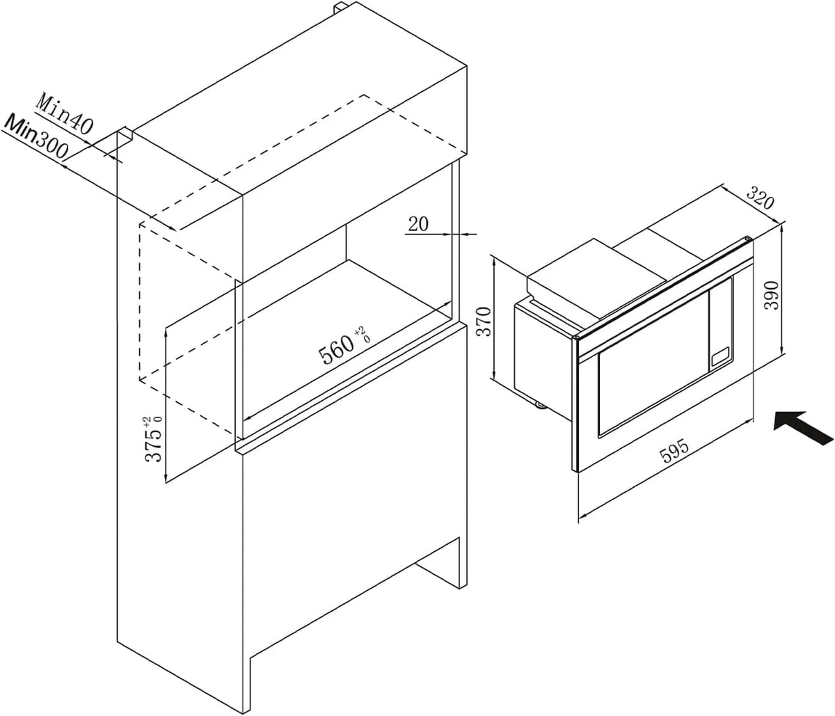 Amica EMW 13170 S wbudowany (umieszczenie) 20 L 700 W Czarny