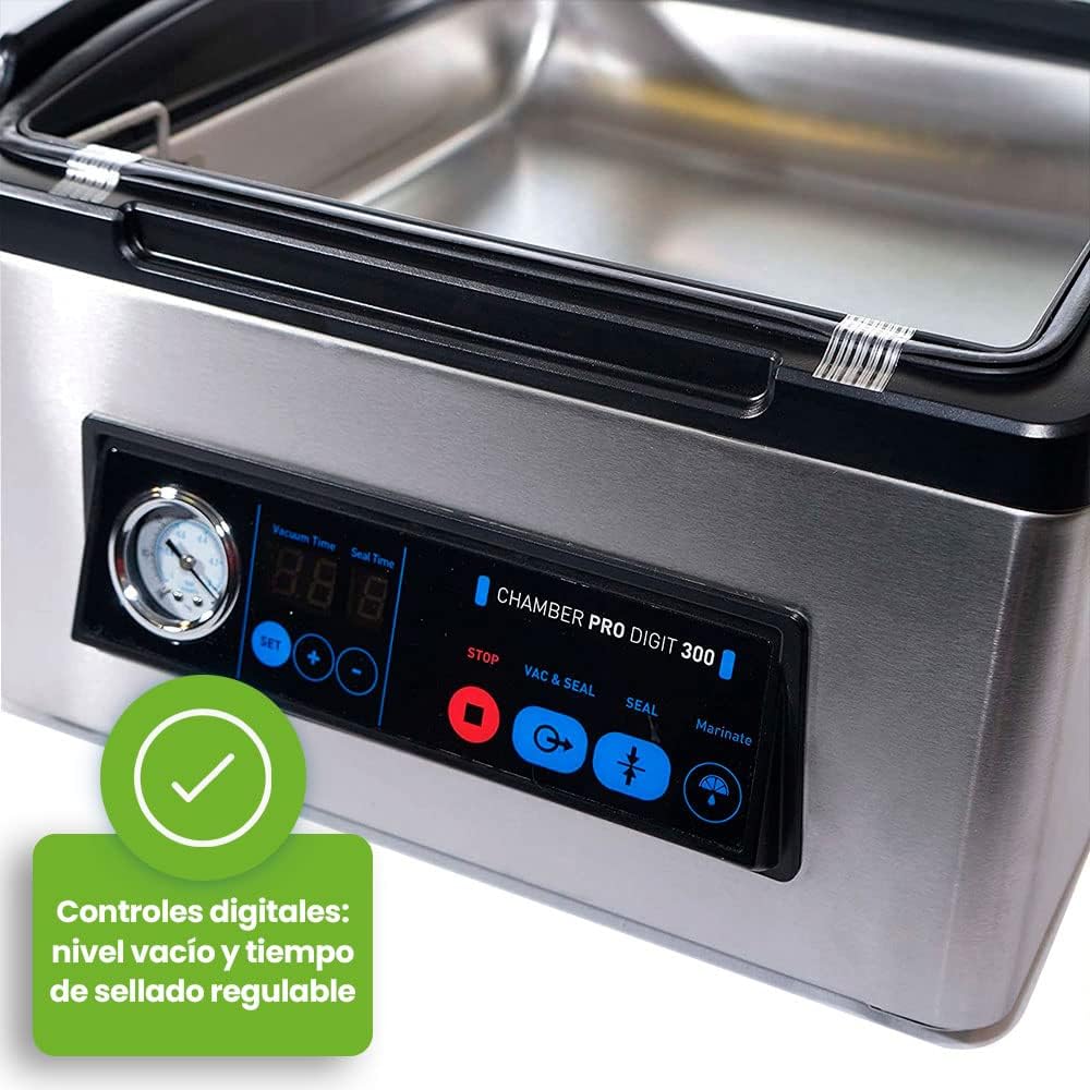 ELMA Profesjonalna pakowarka próżniowa Chamber Pro Digit 300 | Intensywne użytkowanie, listwa zgrzewająca 30 cm, umożliwia pakowanie i zamykanie płynami, 43 x 36 x 23,5 cm, 350 W