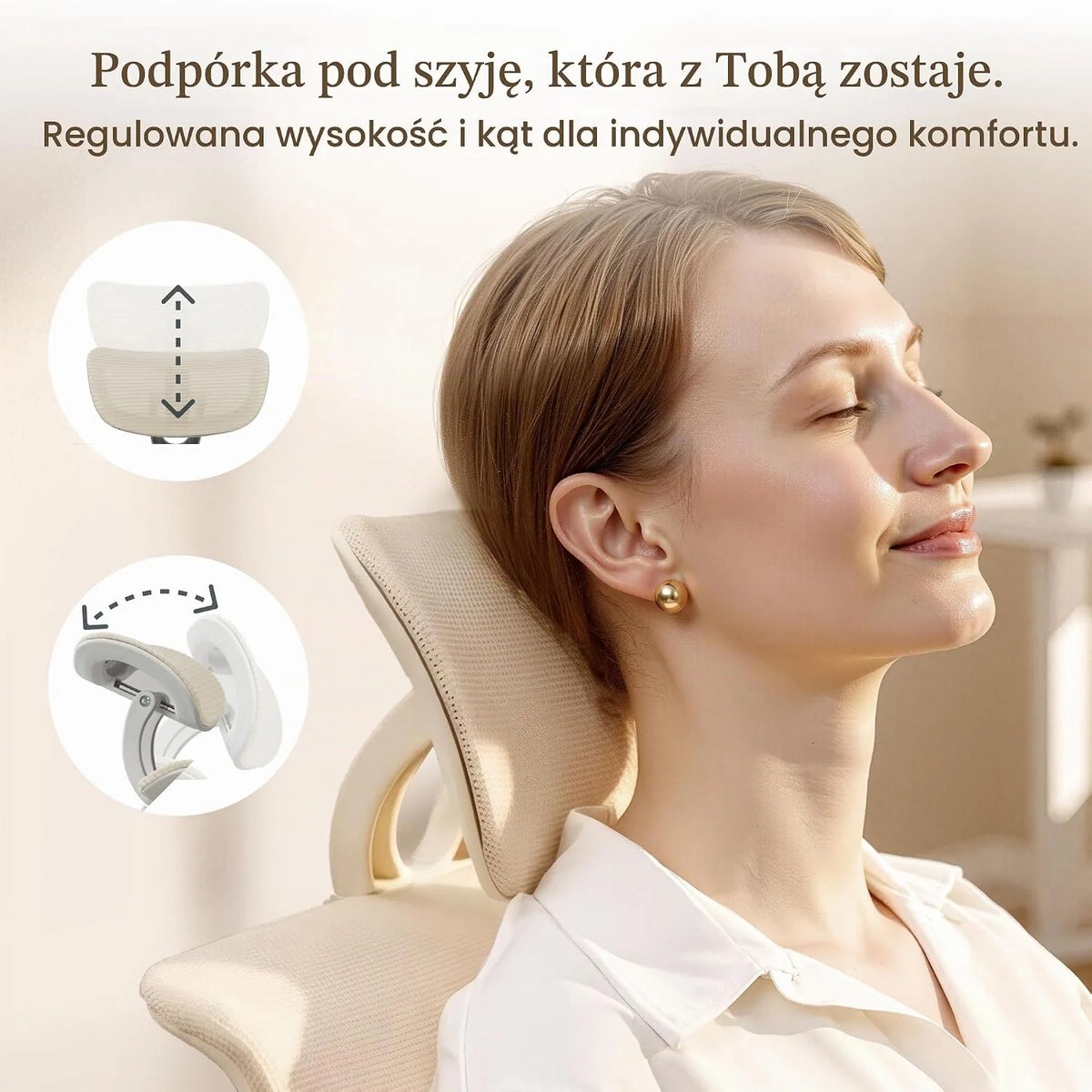 FLEXISPOT Foldex Ergonomiczne Krzesło Biurowe, Składane Krzesło Biurowe do Małych Pomieszczeń z Wsparciem Lędźwiowym, Regulowanymi Podłokietnikami (Biały)