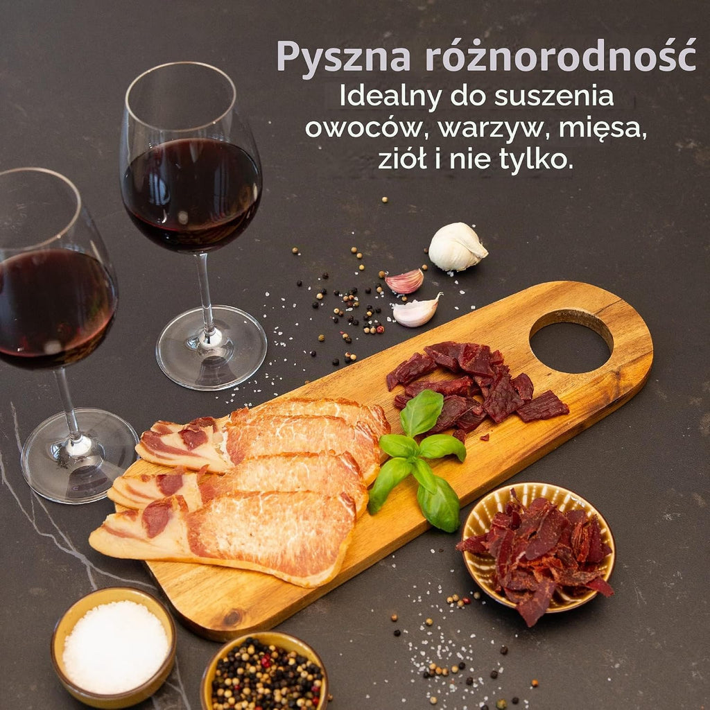 Vita5 Suszarka do Zywności z 7 Tackami ze Stali Nierdzewnej - Elektryczna suszarka do owoców. warzyw i mięsa o mocy 650 W - Timer 24-Godzinny i Regulowana Temperatura 35–75°C