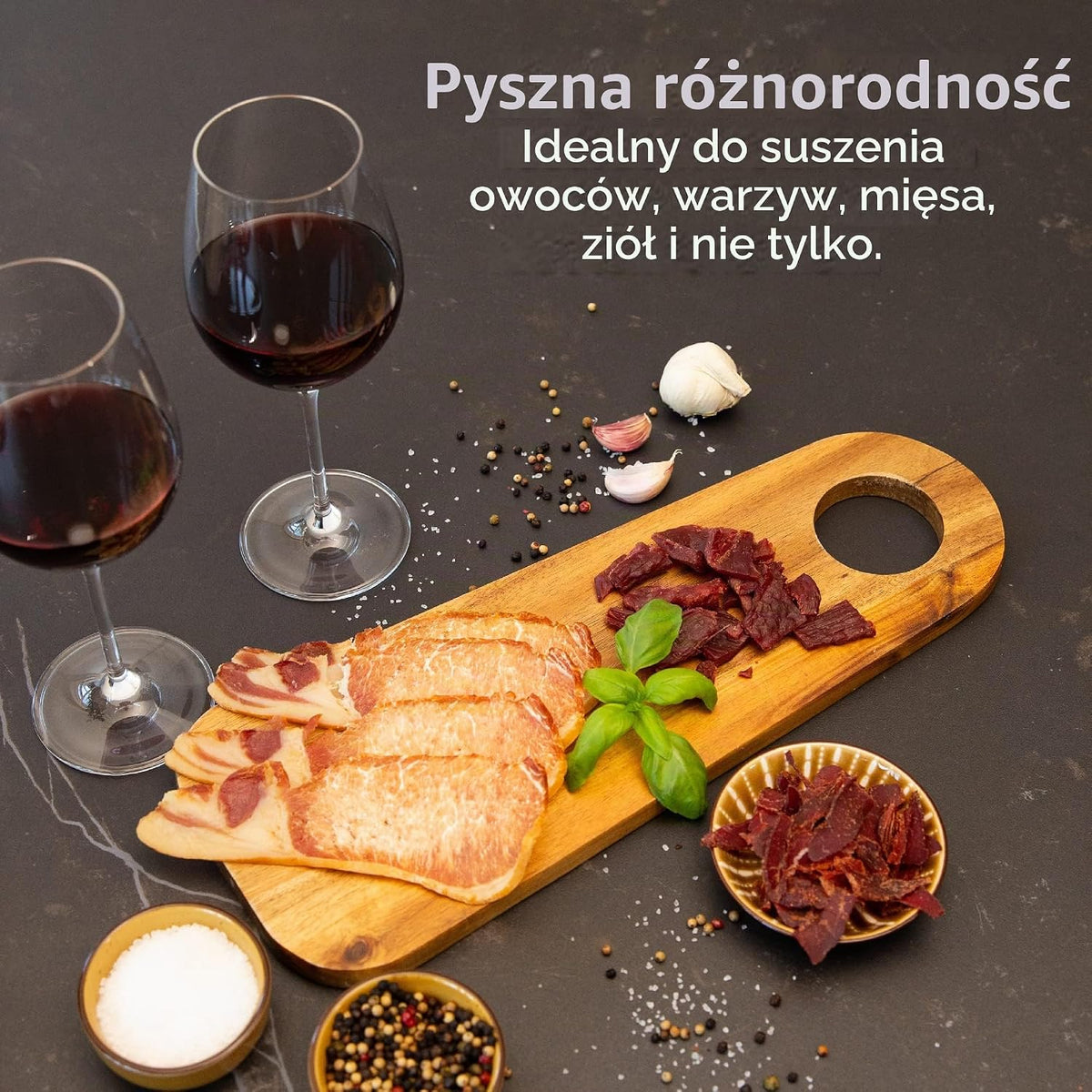 Vita5 Suszarka do Zywności z 7 Tackami ze Stali Nierdzewnej - Elektryczna suszarka do owoców. warzyw i mięsa o mocy 650 W - Timer 24-Godzinny i Regulowana Temperatura 35–75°C