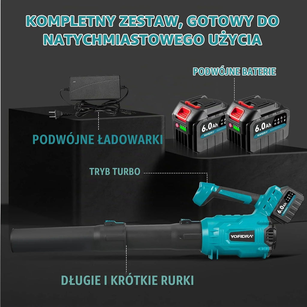 Yofidra Akumulatorowa Dmuchawa do Liści, 400 km/h, 6 Prędkości