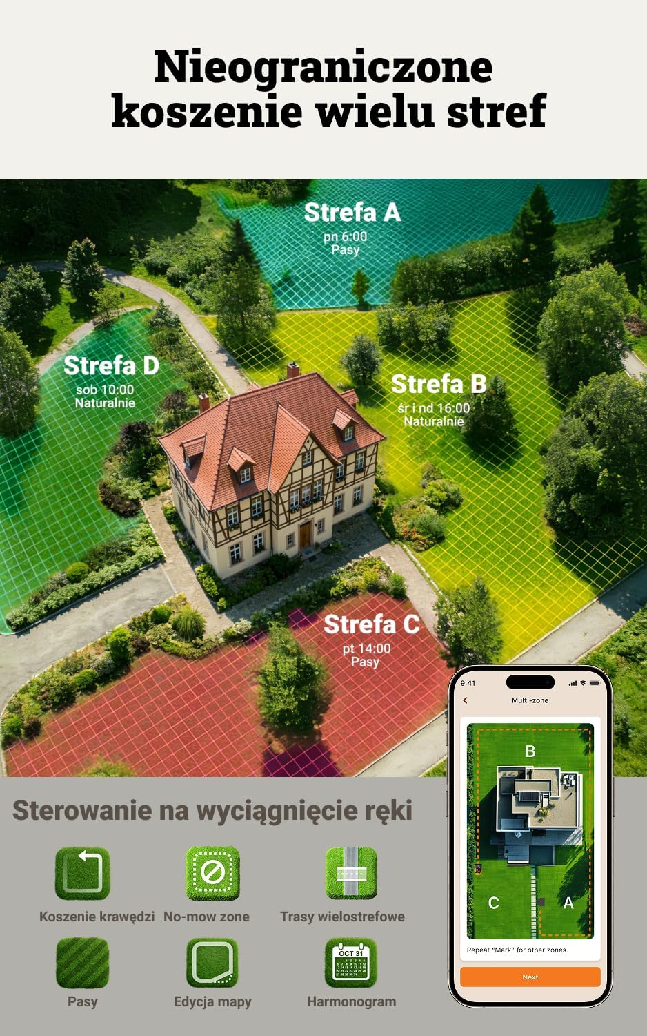 WORX Landroid Vision Cloud WR305E 2WD robot koszący bez kabla ograniczającego do 500 m² (wykrywanie przeszkód AI, nawigacja VSLAM+ RTK Cloud, automatyczne mapowanie, sterowanie za pomocą aplikacji)