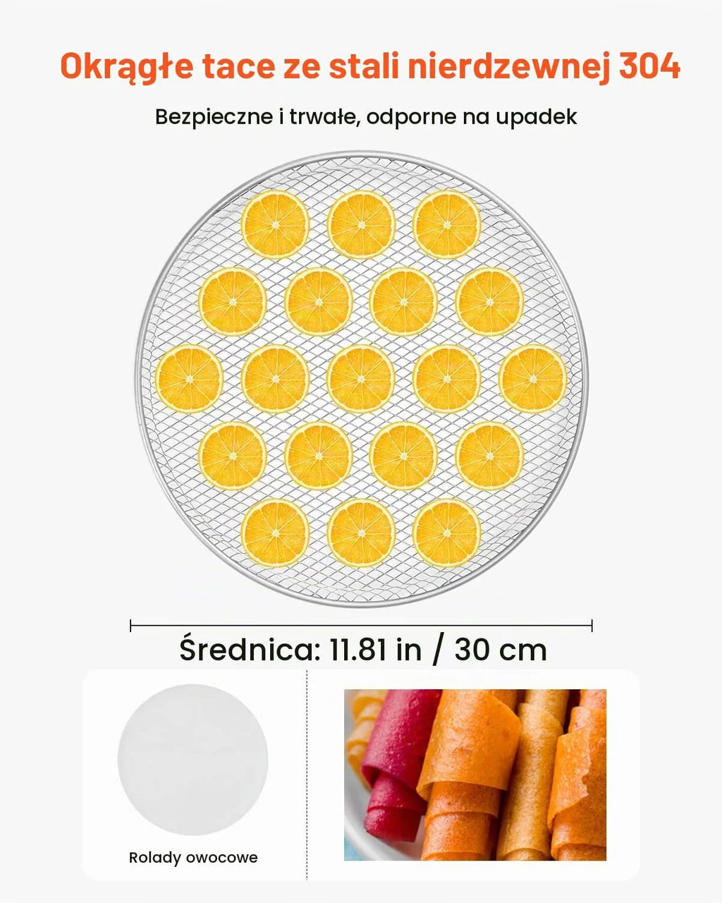 VEVOR Suszarka z obrotową tacą na żywność 12 tacek ze stali nierdzewnej, elektryczna suszarka do żywności 800 W regulowana temperatura, suszarka zamrażająca do mięsa owoców warzyw