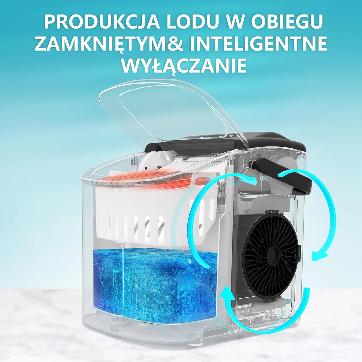 EUHOMY Kostkarka do lodu, 9 Kostek w 6 Minut, 12 kg/24 h, Maszyna do Kostek Lodu ze Stali Nierdzewnej z Przenośną Rękojeścią, Samoczyszczące Kompaktowe Maszyny do Lodu do Domu/Kuchni/Biura/Baru