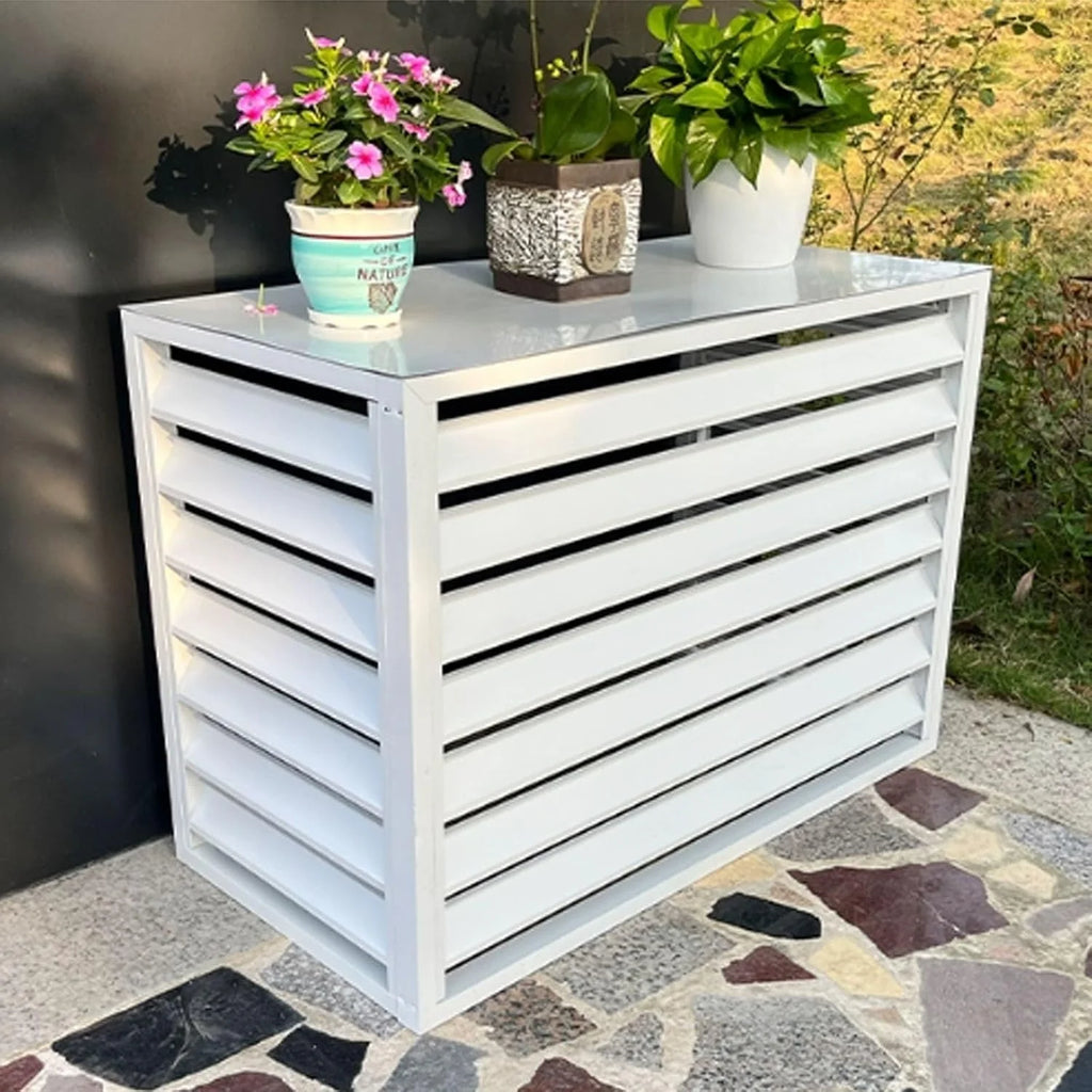 Zewnętrzna osłona klimatyzatora, mini dzielona ochrona klimatyzatora, aluminiowa pokrywa pompy ciepła, redukcja hałasu, konstrukcja odporna na warunki atmosferyczne, idealna do użytku na zewnątrz