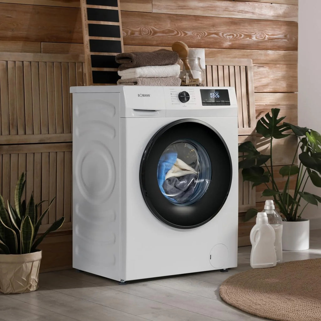 Bomann® Pralka 7 kg | maks. 1400 obr./min | 10 lat na silnik | wydajny, cichy i trwały silnik inwertorowy | 15 programów | wyświetlacz LED | Washing Machine | WA 7175 biało-czarna