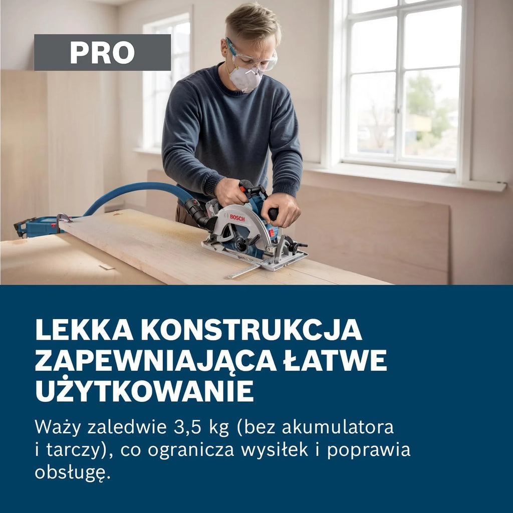 Bosch PRO 18V System Akumulatorowa pilarka tarczowa GKS GKS18V-68-2 (prowadnica do cięć pod kątem, tarcza, L-BOXX 238)