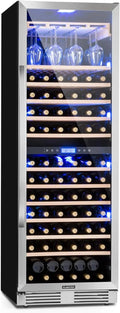 Klarstein Vinovilla Chłodziarka do wina do zabudowy, 433 l, dwustrefowa, na wino, prosecco i piwo, szklane drzwi, ochrona UV, panel dotykowy, 47 dB, 165 butelek