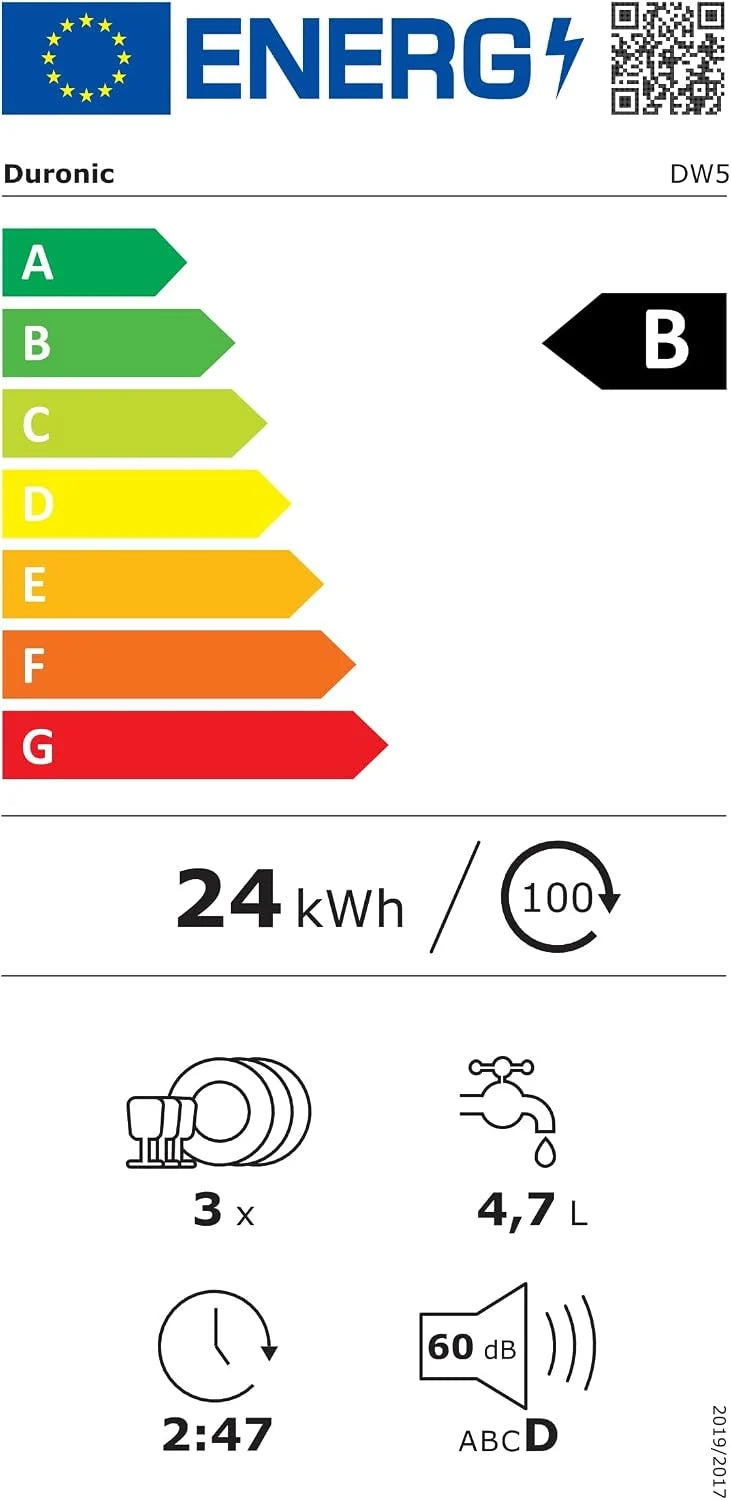 Duronic DW5 BK Zmywarka nablatowa z lub bez przyłącza wody 950W przenośna kompaktowa 5l /cykl do naczyń szkła owoców mała zmywarka stołowa czarna