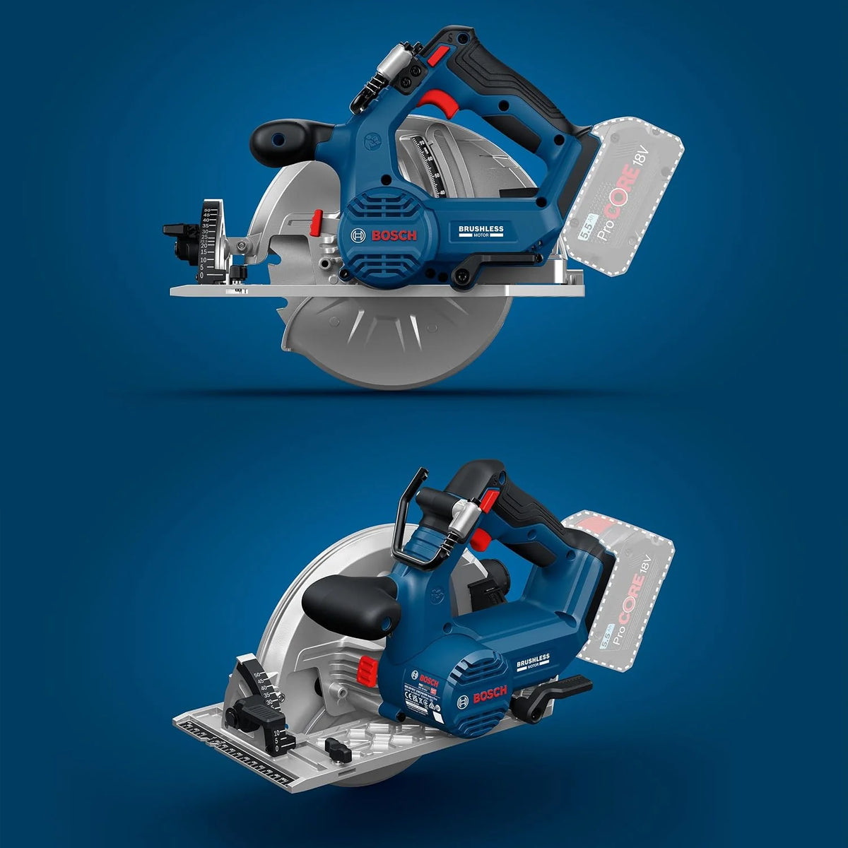 Bosch PRO 18V System Akumulatorowa pilarka tarczowa GKS GKS18V-68-2 (prowadnica do cięć pod kątem, tarcza, L-BOXX 238)
