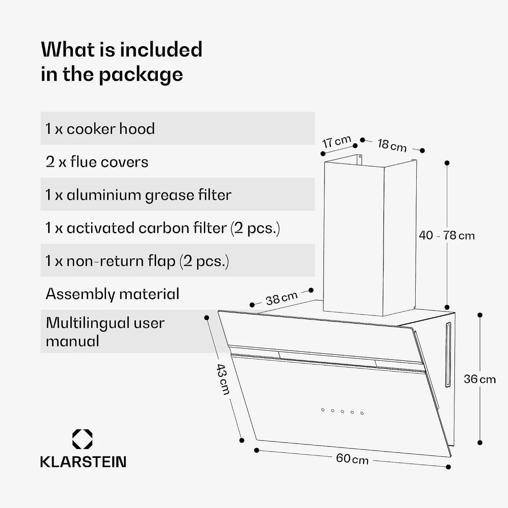 Klarstein Alina Okap kuchenny przyścienny – 60 cm, przepływ 600 m³/h, sterowanie dotykowe, klasa energetyczna A, podświetlenie LED w 9 kolorach, cichy 52 dB, biało-złoty, opcja recyrkulacji
