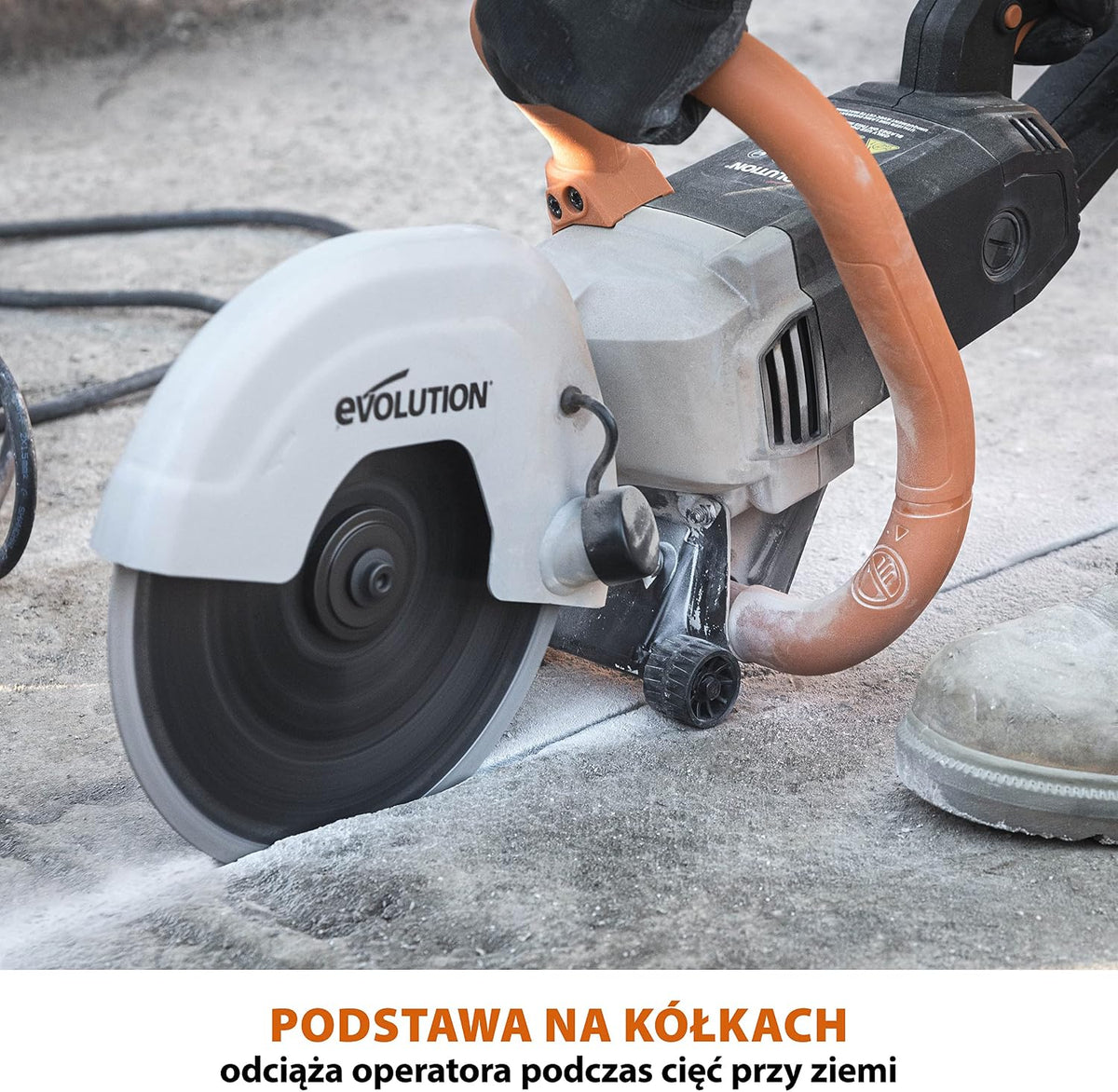Evolution Power Tools Elektryczna przecinarka tarczowa i pilarka do betonu R230DCT z tarczą diamentową 230 mm (9”) do cięcia kamienia i metalu