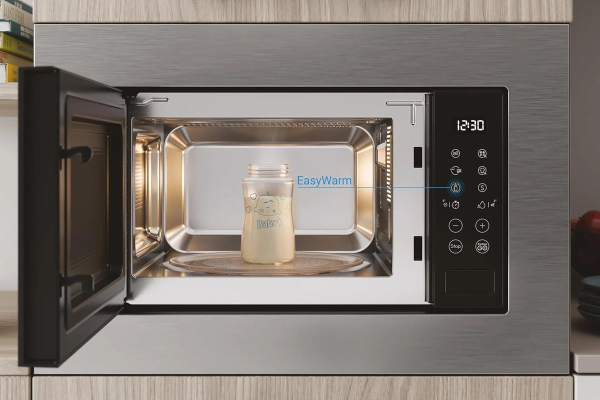 Indesit MWI 120 GX.1 kuchenka mikrofalowa do zabudowy z grillem 20 l, maksymalna moc kuchenki mikrofalowej 800 W, moc grilla 1000 W. bezpieczeństwo dzieci, push and go, automatyczne gotowanie