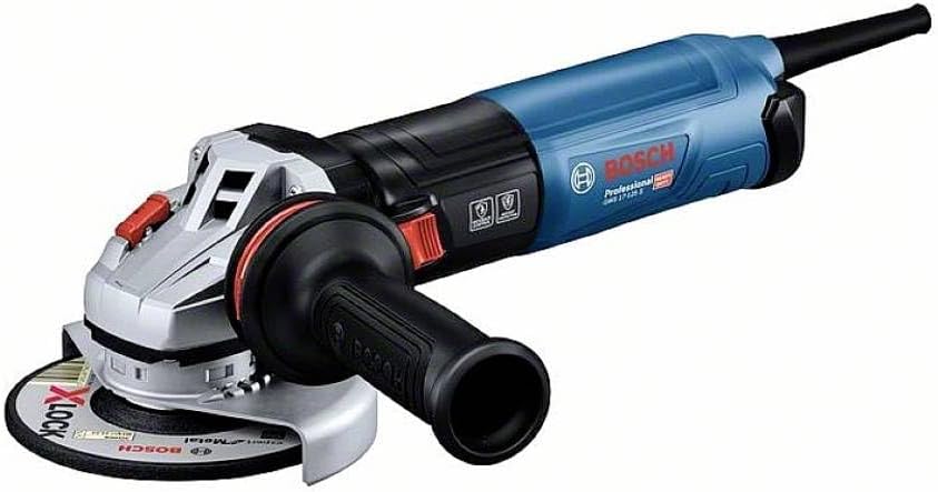Bosch Professional: szlifierka kątowa GWS 17-125 S (1 700 W, prędkość obrotowa bez obciążenia 2.800 – 11.500 min-1, średnica tarcz 125 mm, kołnierz mocujący, rękojeść dodatkowa)