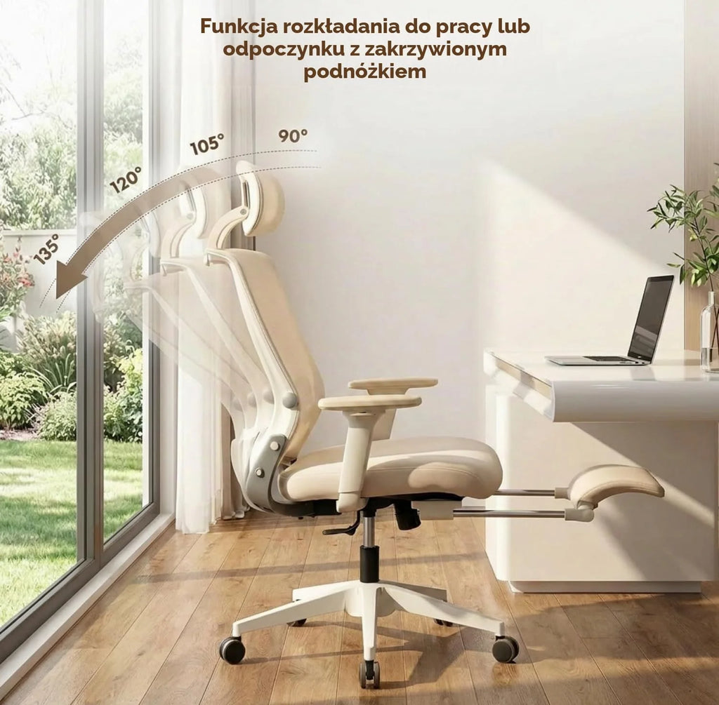 FLEXISPOT Foldex Ergonomiczne Krzesło Biurowe, Składane Krzesło Biurowe do Małych Pomieszczeń z Wsparciem Lędźwiowym, Regulowanymi Podłokietnikami (Biały)
