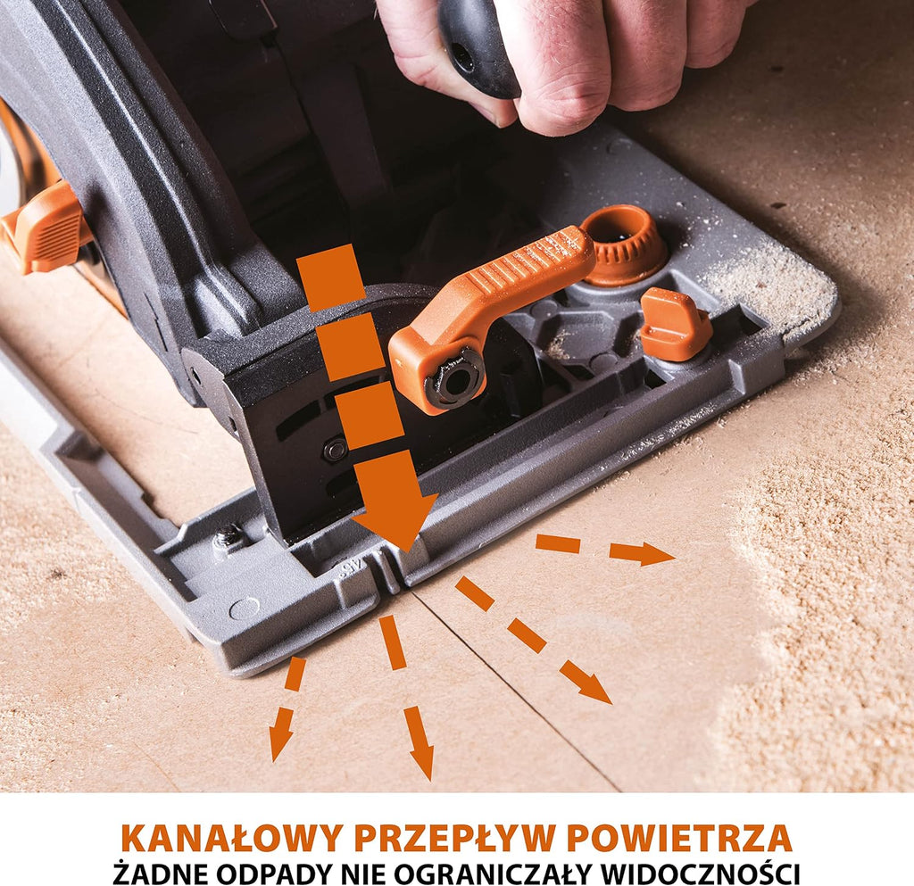 Evolution Power Tools R185CCSX Piła tarczowa i prowadnica do różnych materiałów, tnie drewno, drewno z gwoździami metal stal aluminium plastik, opcja odchylenia, w zestawie prowadnica 1020 mm, 185 mm