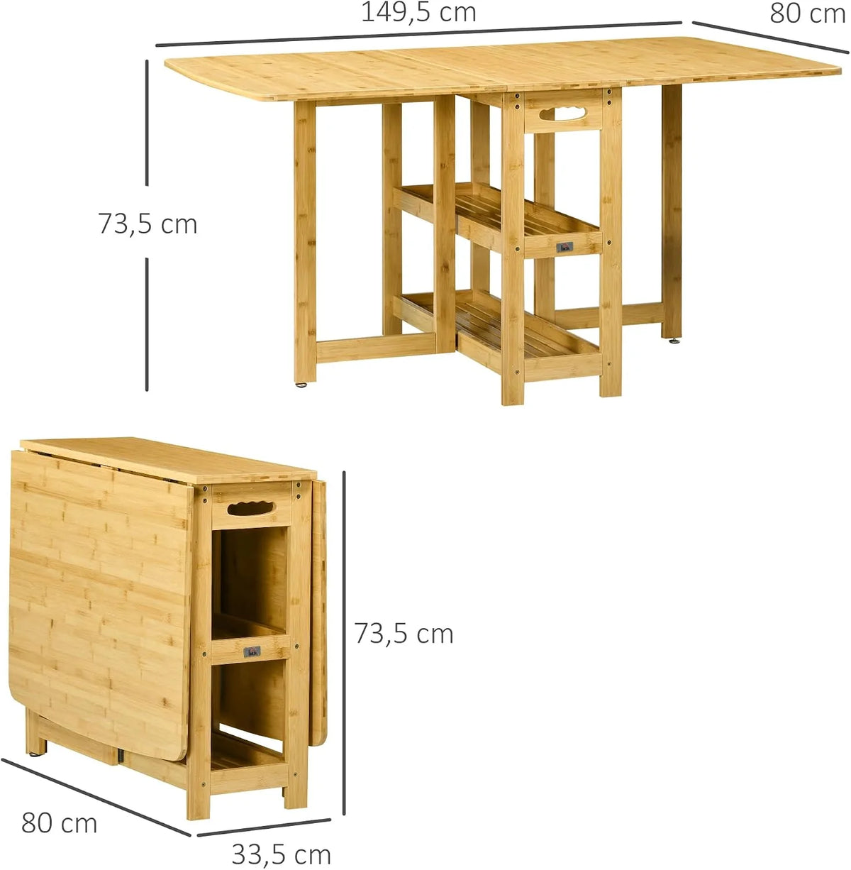 HOMCOM Składany stół dla 6 osób 149,5 x 80 x 73,5 cm Naturalny